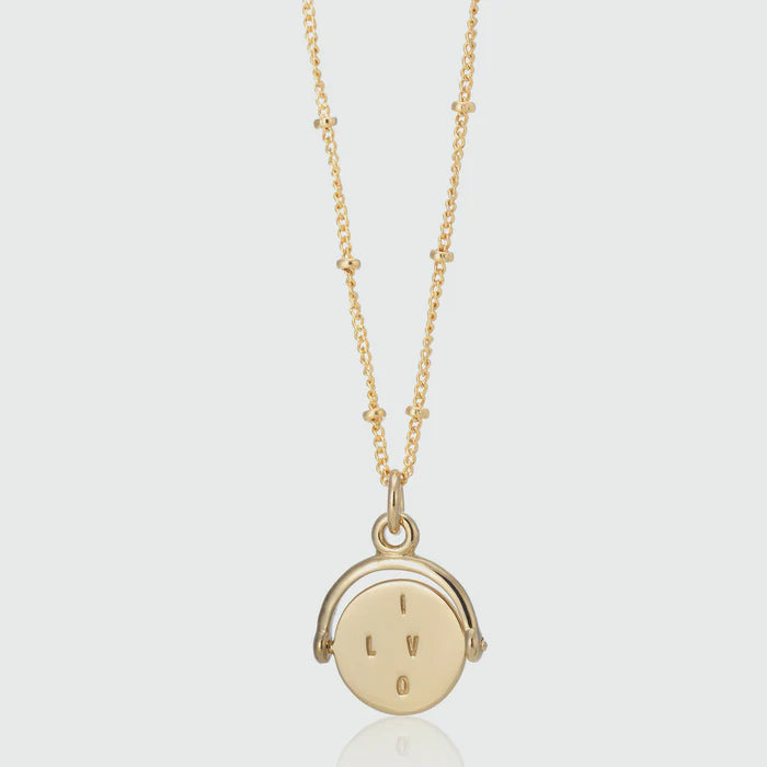 Seychelles Yellow Gold Spinning I Love You Pendant