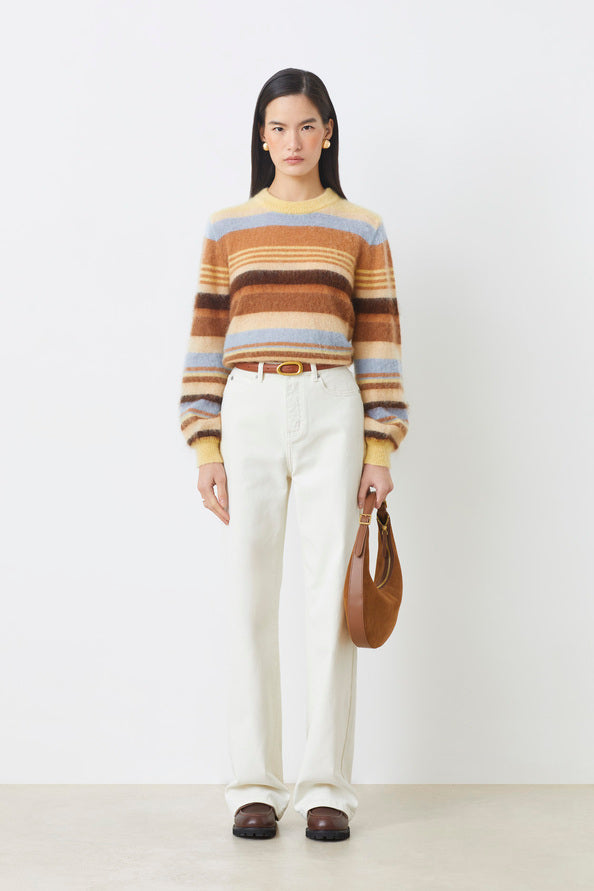 Suncoo Prioris Mohair Wool Striped Jumper – Camel