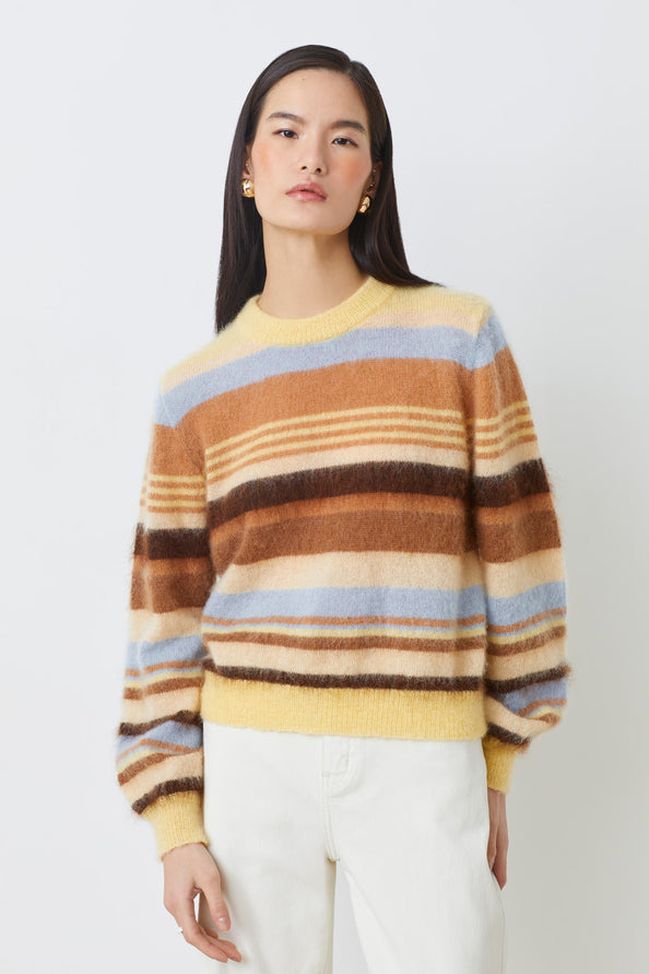 Suncoo Prioris Mohair Wool Striped Jumper – Camel