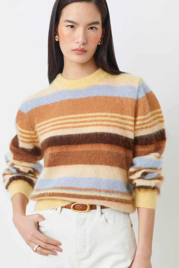 Suncoo Prioris Mohair Wool Striped Jumper – Camel