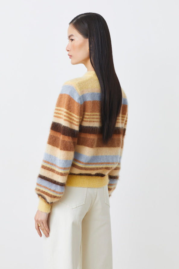 Suncoo Prioris Mohair Wool Striped Jumper – Camel