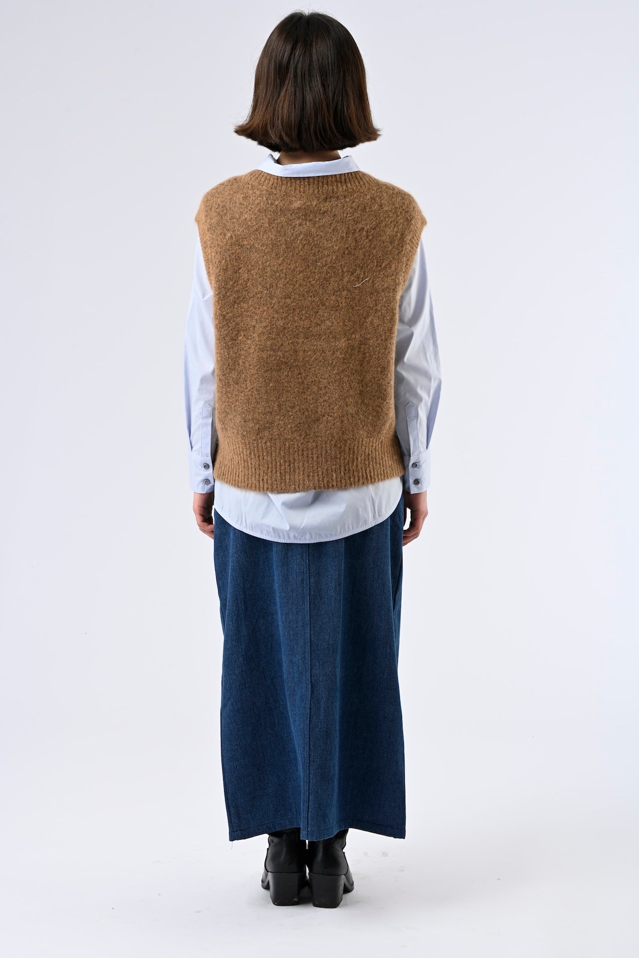 Soft angora and wool blend vest for transitional weather