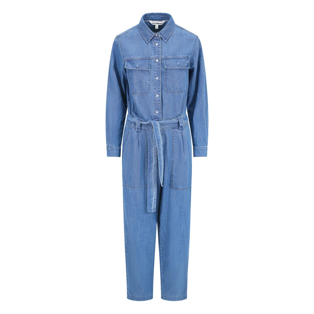 One Collective Urmia Utility Jumpsuit – Medium Blue Denim