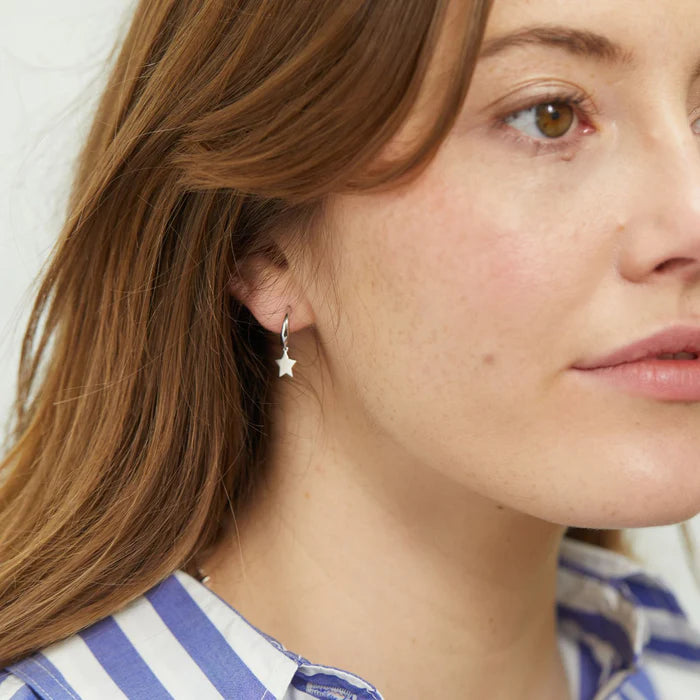 Alta Gold Vermeil Moon Hoop Earrings with Star Drops