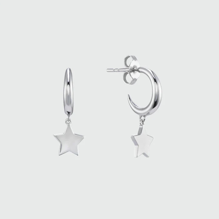 Alta Gold Vermeil Moon Hoop Earrings with Star Drops