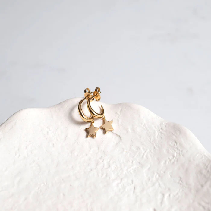 Alta Gold Vermeil Moon Hoop Earrings with Star Drops