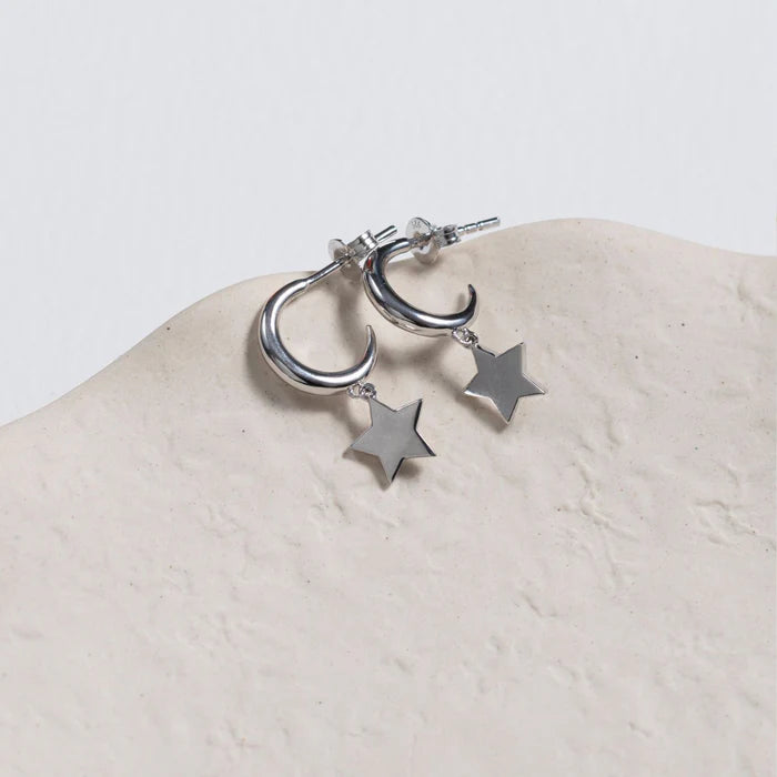 Alta Gold Vermeil Moon Hoop Earrings with Star Drops