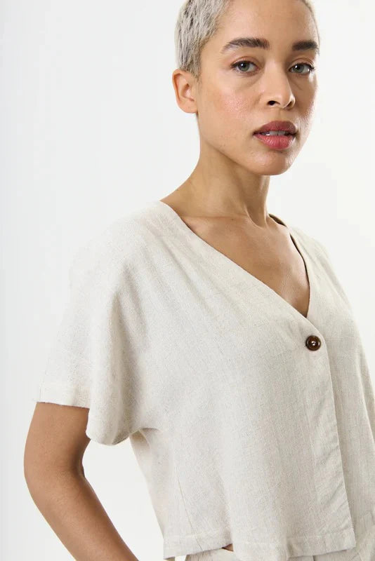 Cloe Linen Mix Waistcoat Top