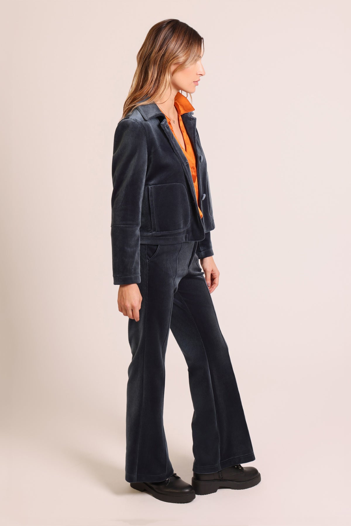 Traffic People Corrie Bratter Ceeci Trousers – Blue Velvet Flared Pants