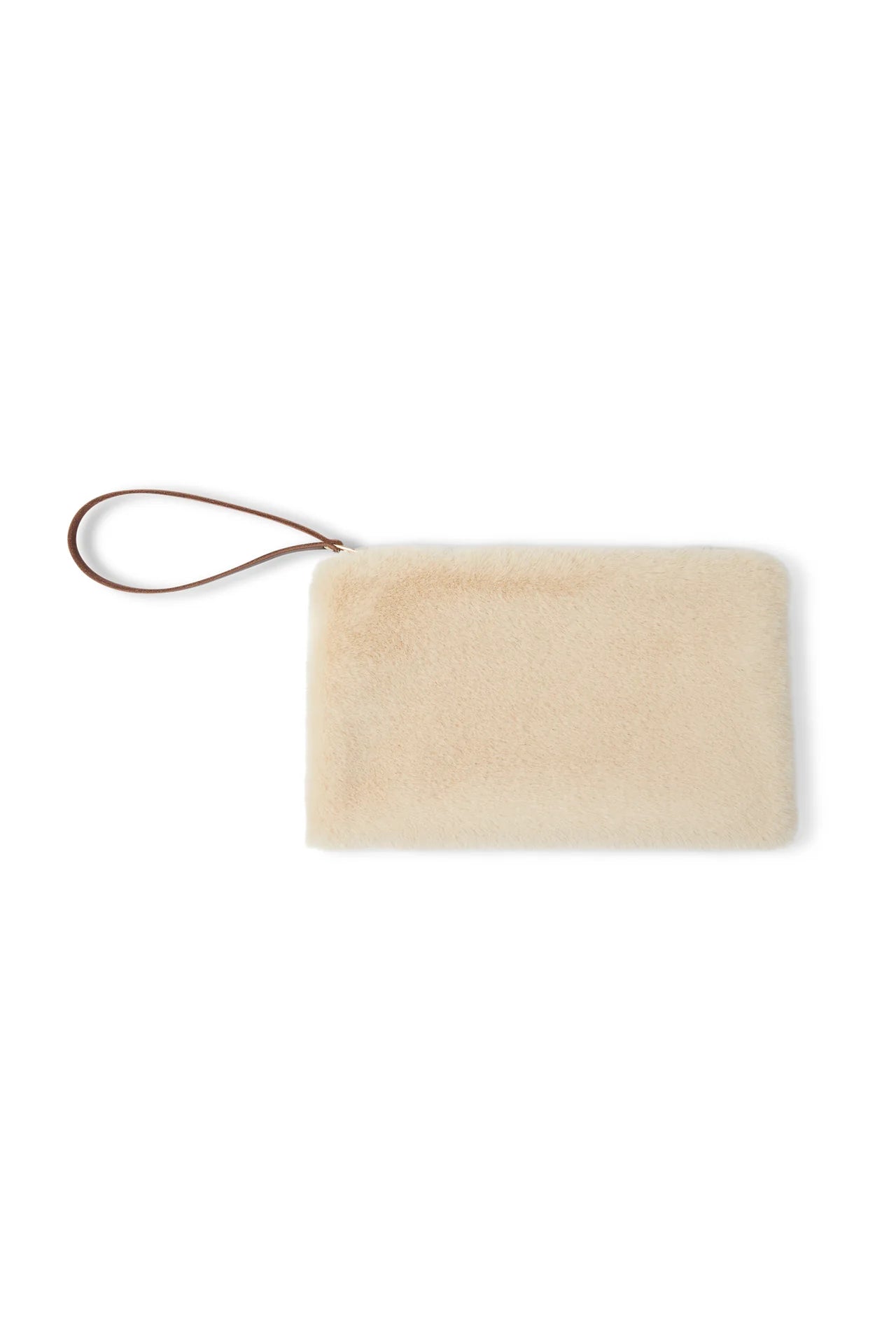 Chalk small pouch bag in faux fur with leather strap