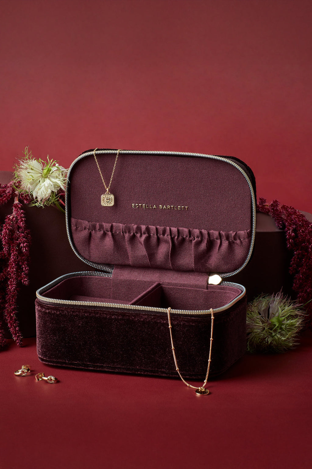 Velvet Quilted Lid Mini Jewellery Box