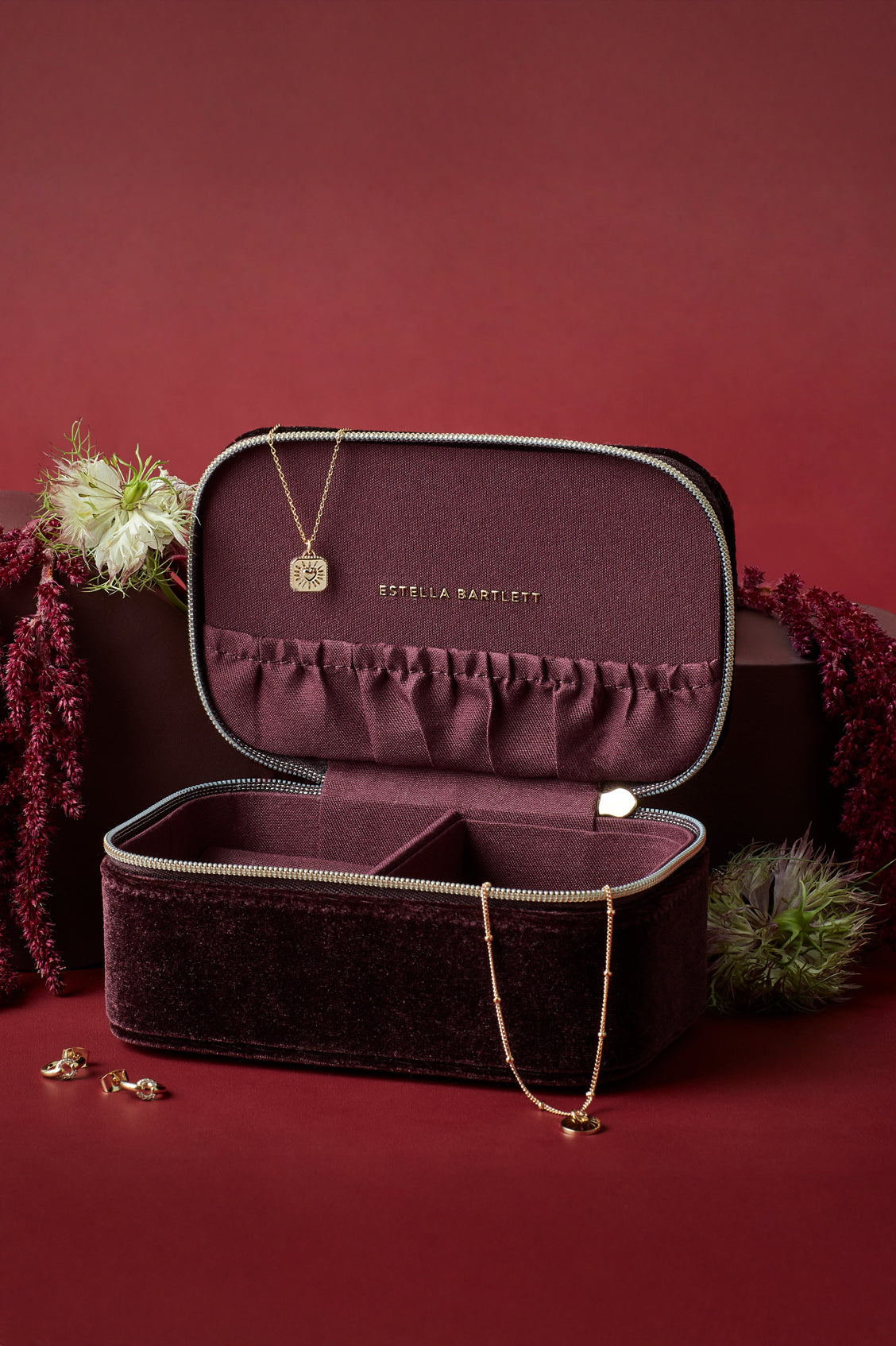 Velvet Quilted Lid Mini Jewellery Box