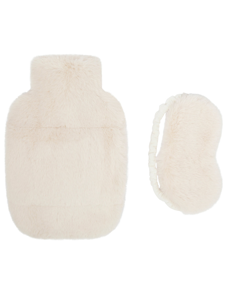 Nooki Faux Fur Hot Water Bottle and Eye Mask Set in Cream