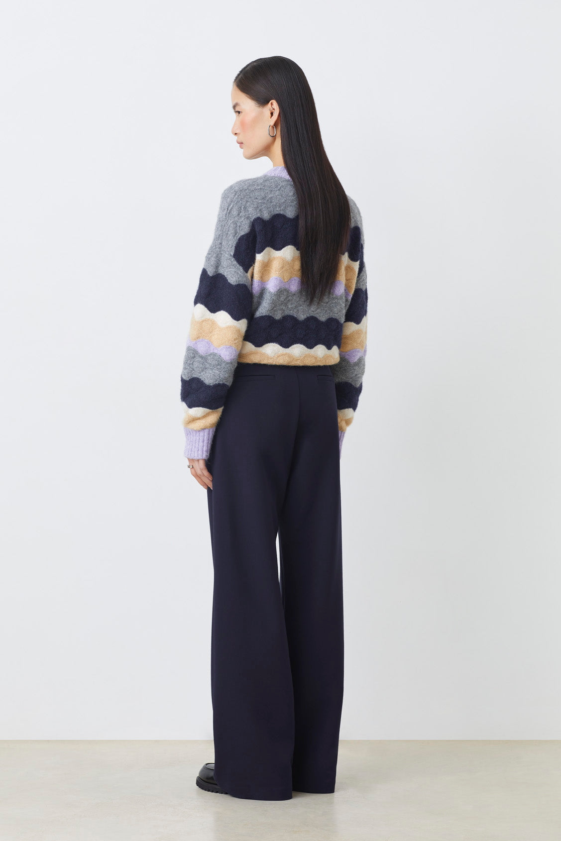 Suncoo Panayo Sweater - Wave pattern grey and navy