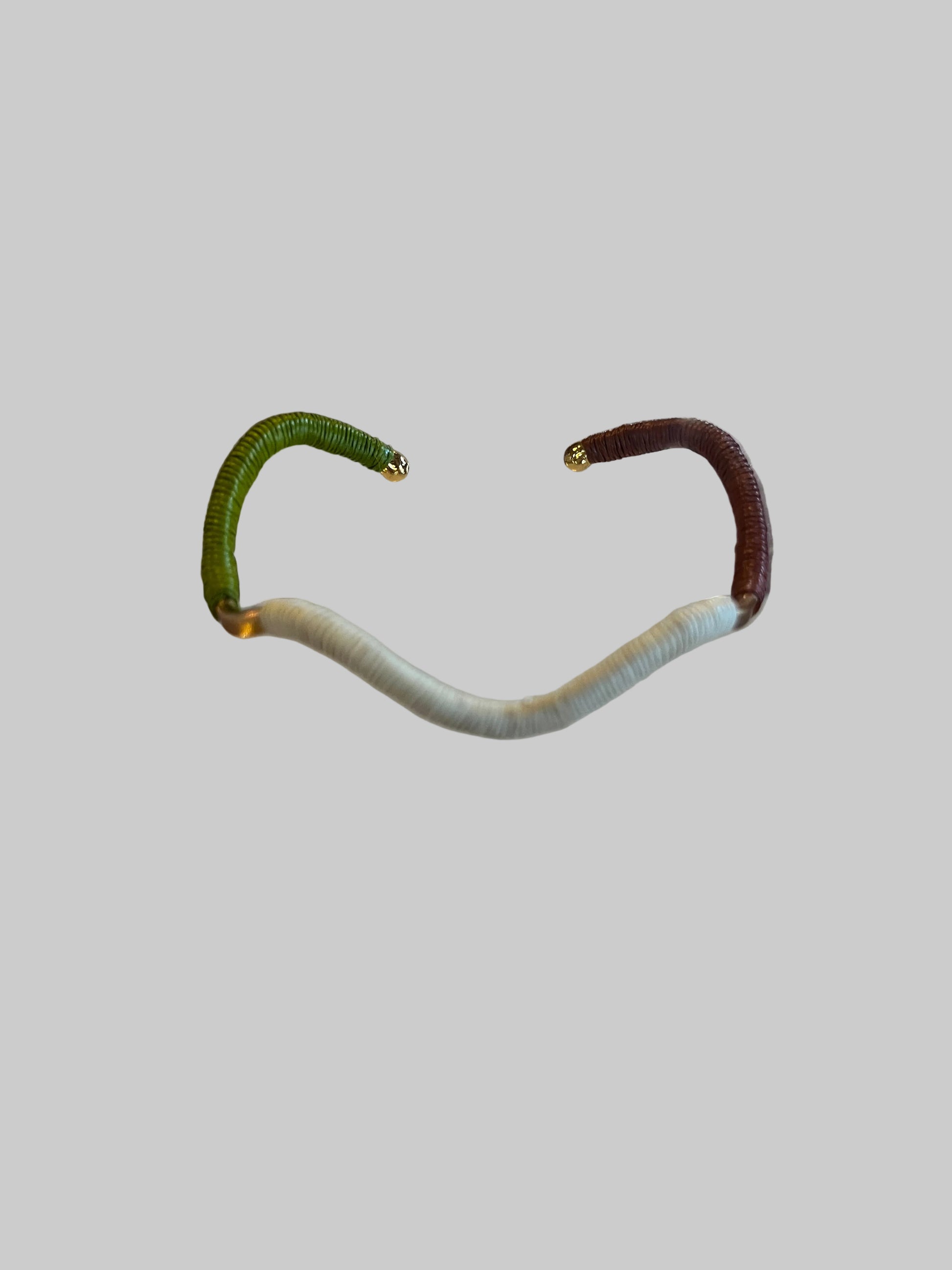 Green, Cream and Terracotta waved bangle bracelet from Bamboleira
