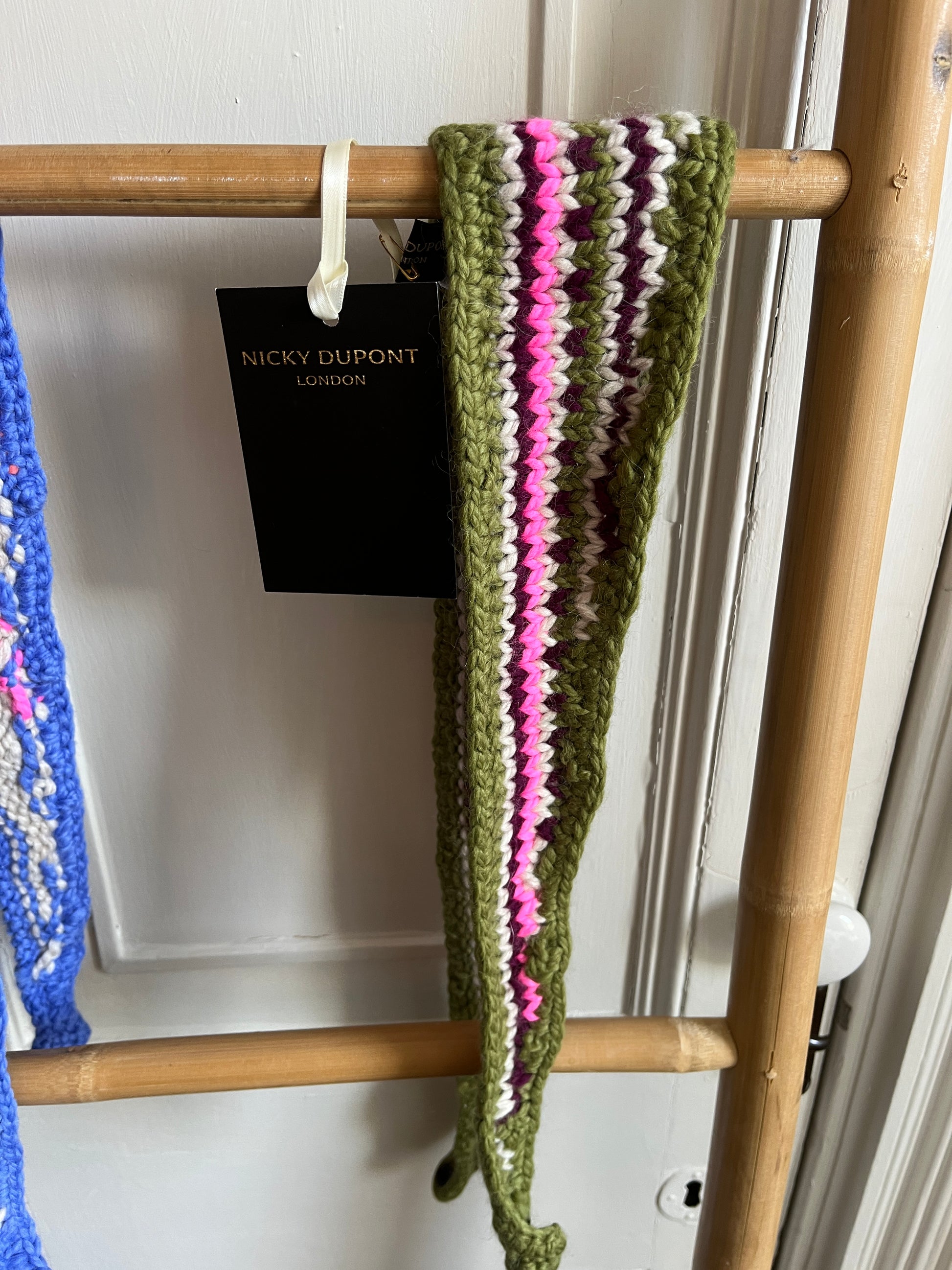 Women’s handcrafted necktie scarf in olive green