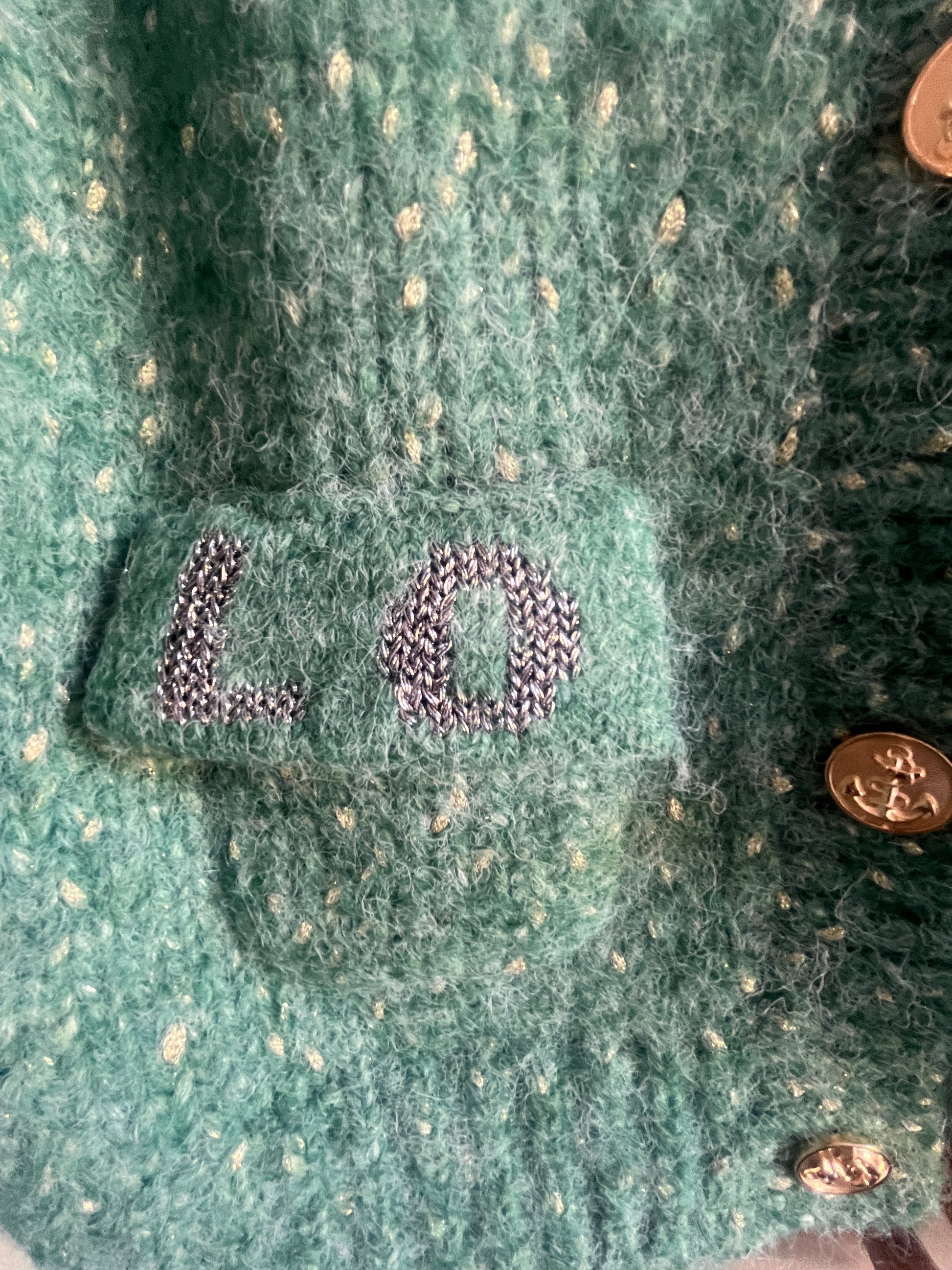 Orfeo Koline Green Wool-Blend Cardigan with Gold Buttons
