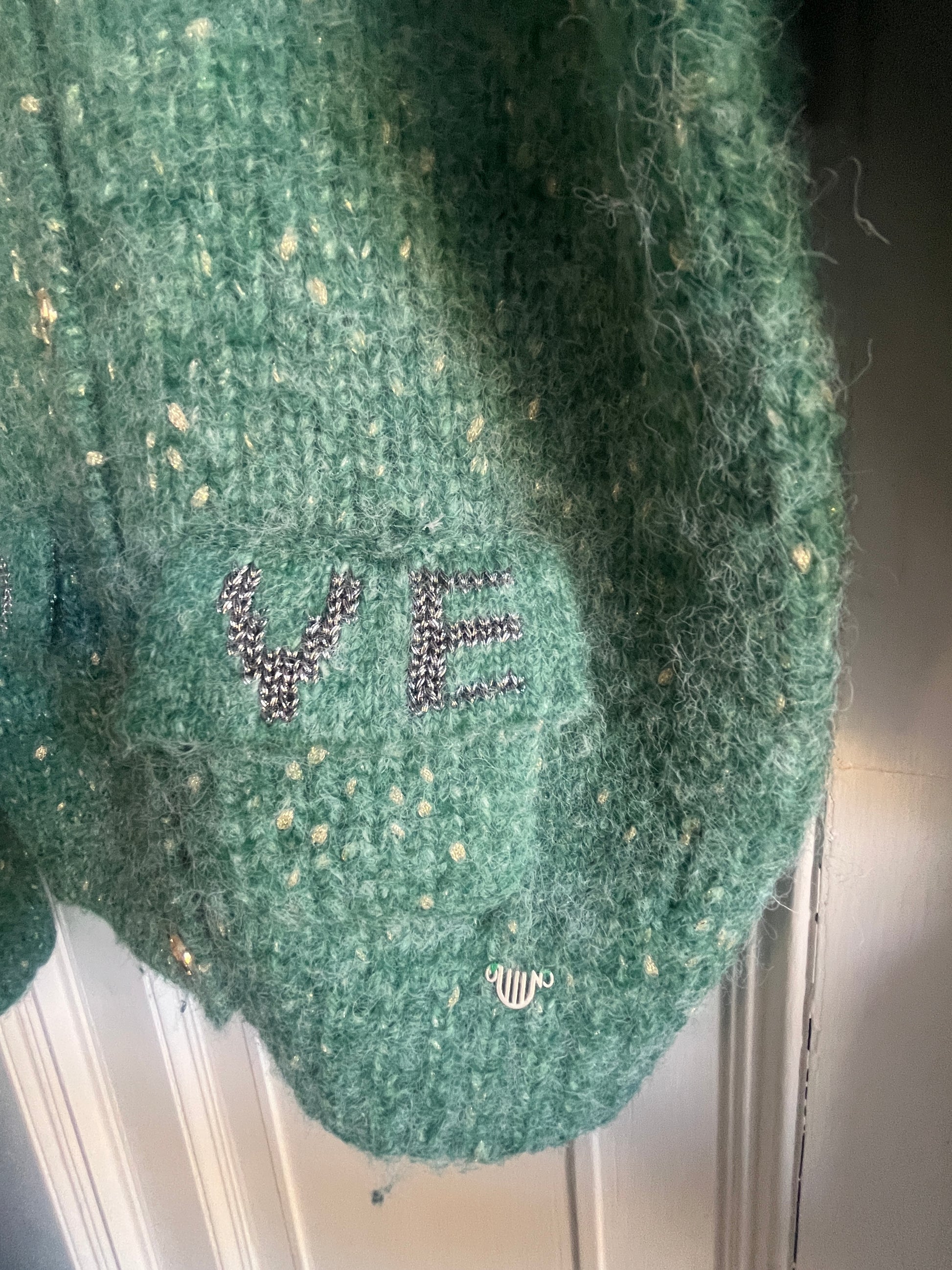 Orfeo Koline Green Wool-Blend Cardigan with Gold Buttons