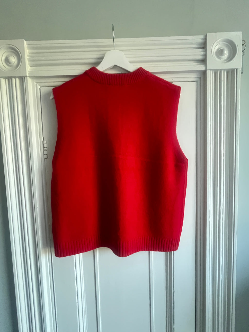 Orfeo Red Sleeveless Vest – Buttoned Wool Layering Piece