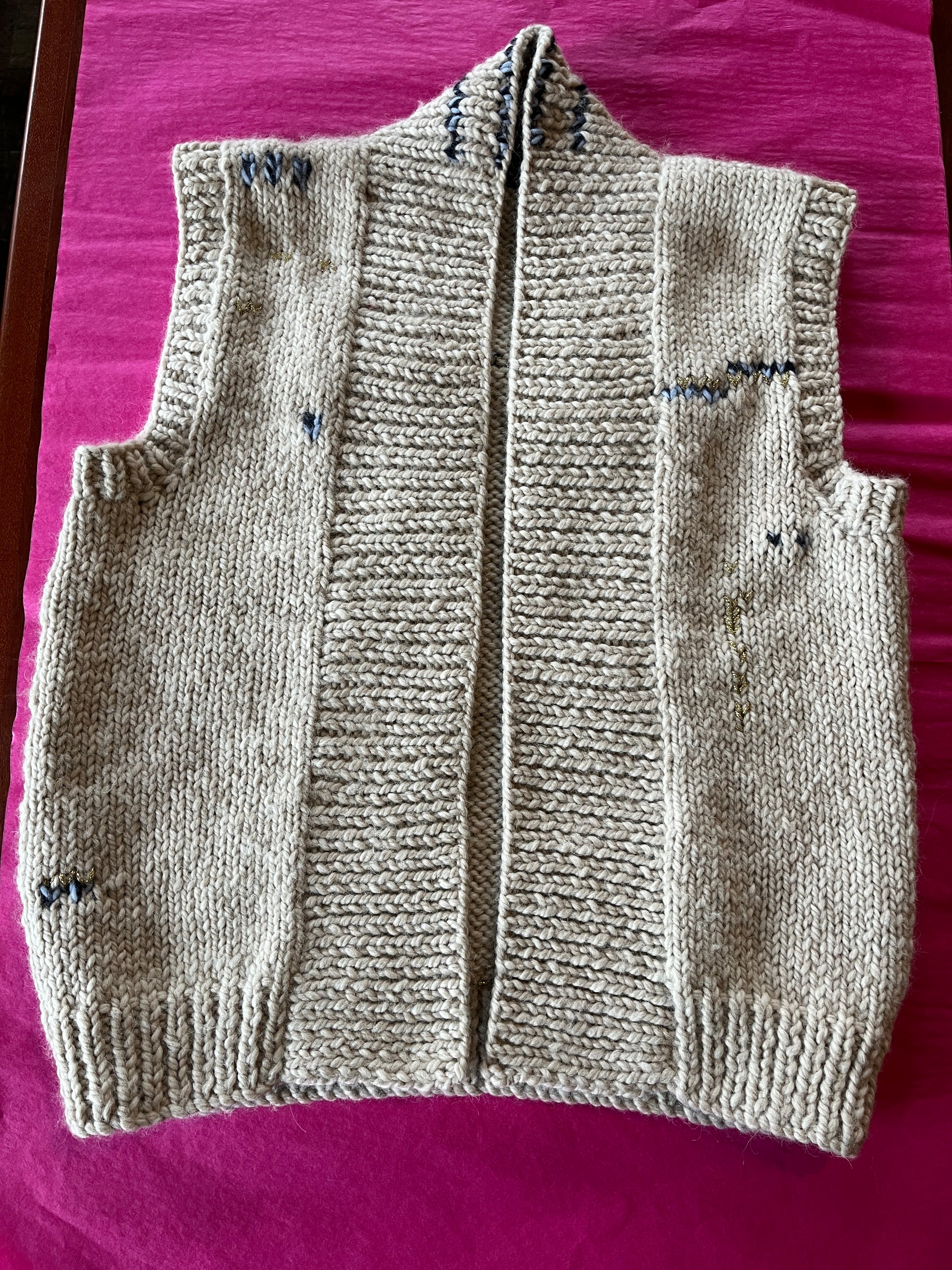 Nicky Dupont Quito Sleeveless Cardigan in Blue Twist and Green Twist