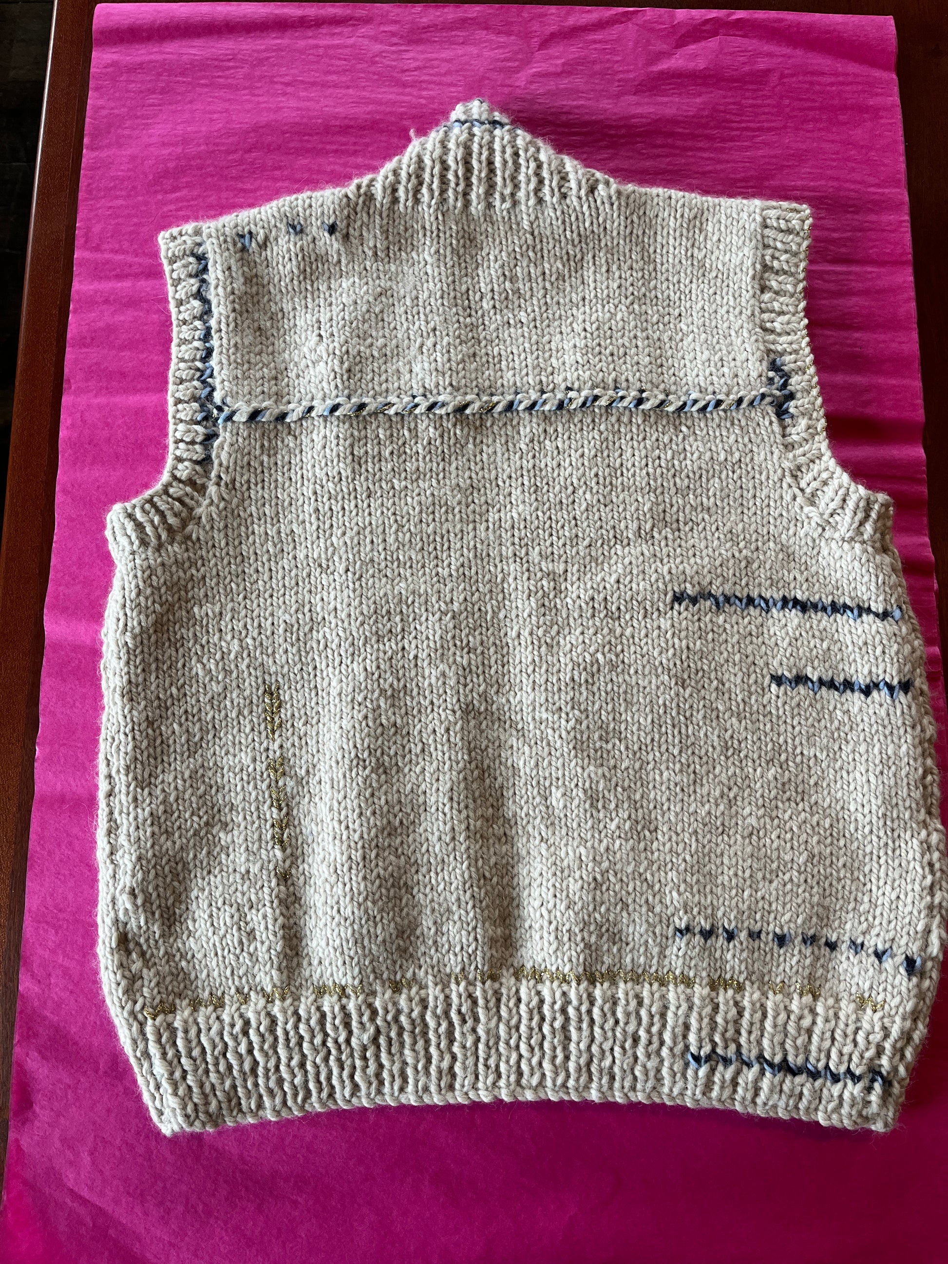 Nicky Dupont Quito Sleeveless Cardigan in Blue Twist and Green Twist