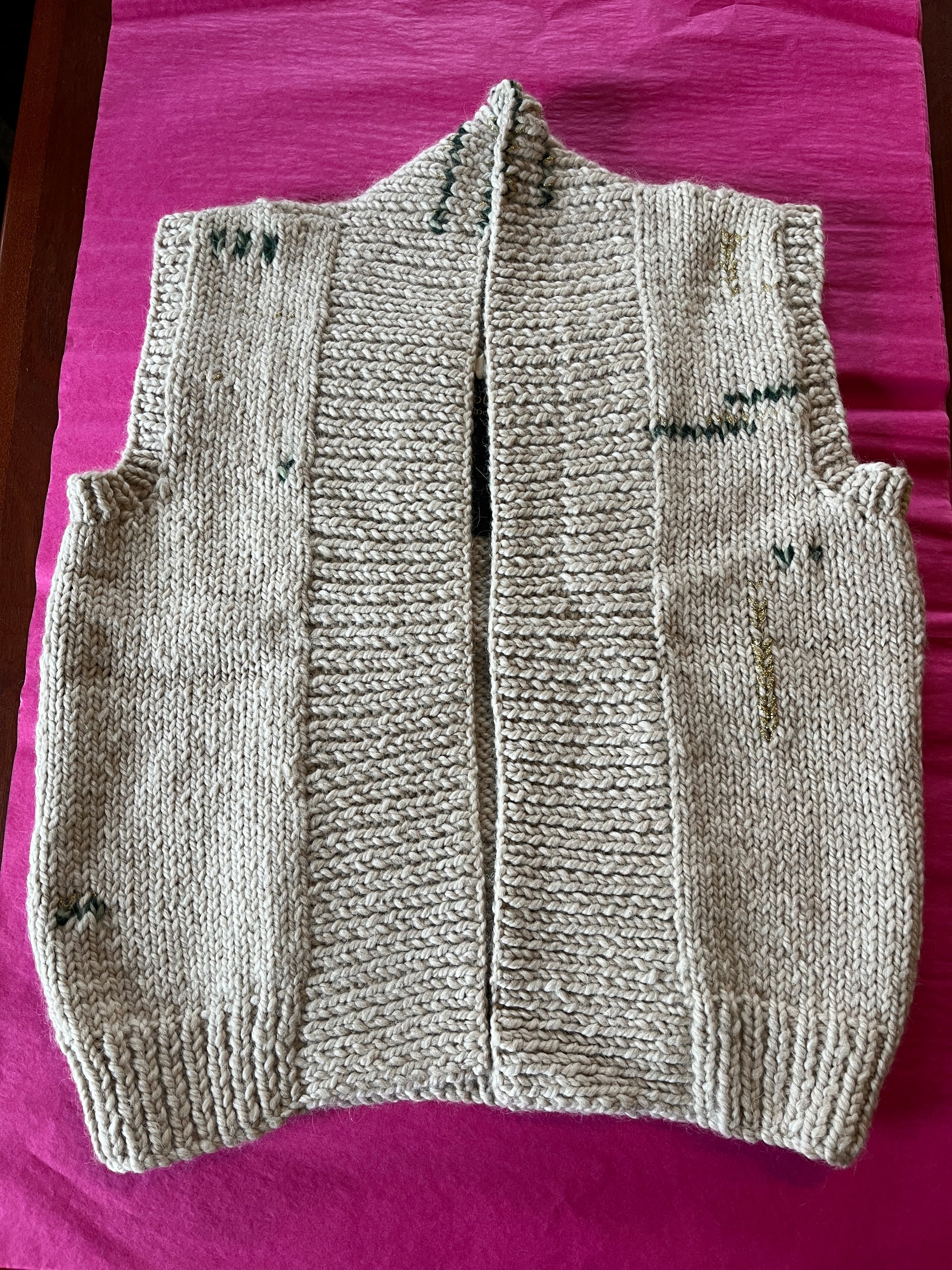 Nicky Dupont Quito Sleeveless Cardigan in Blue Twist and Green Twist