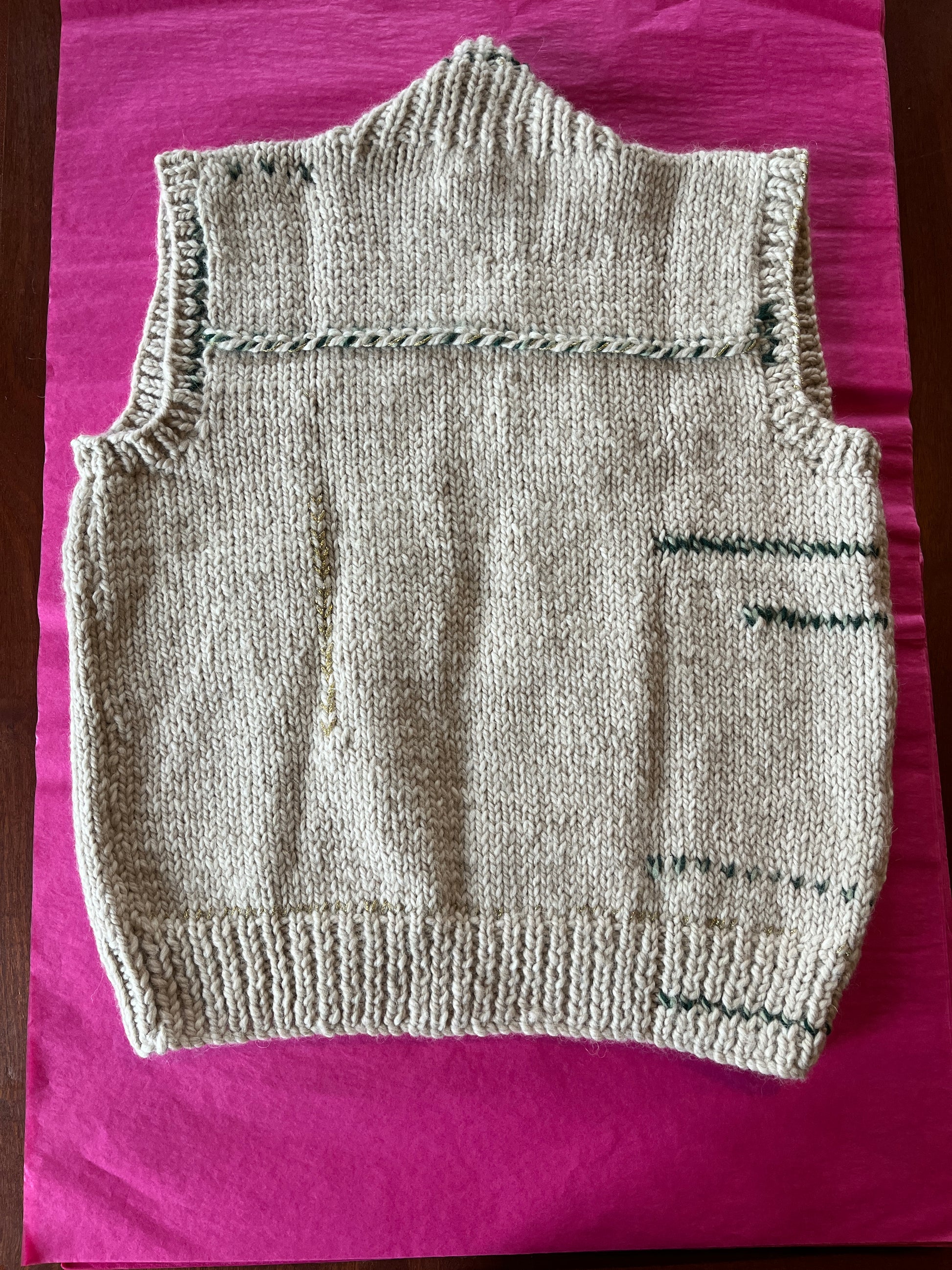 Nicky Dupont Quito Sleeveless Cardigan in Blue Twist and Green Twist