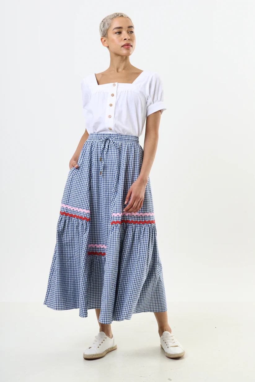 Jill Gingham Check Skirt