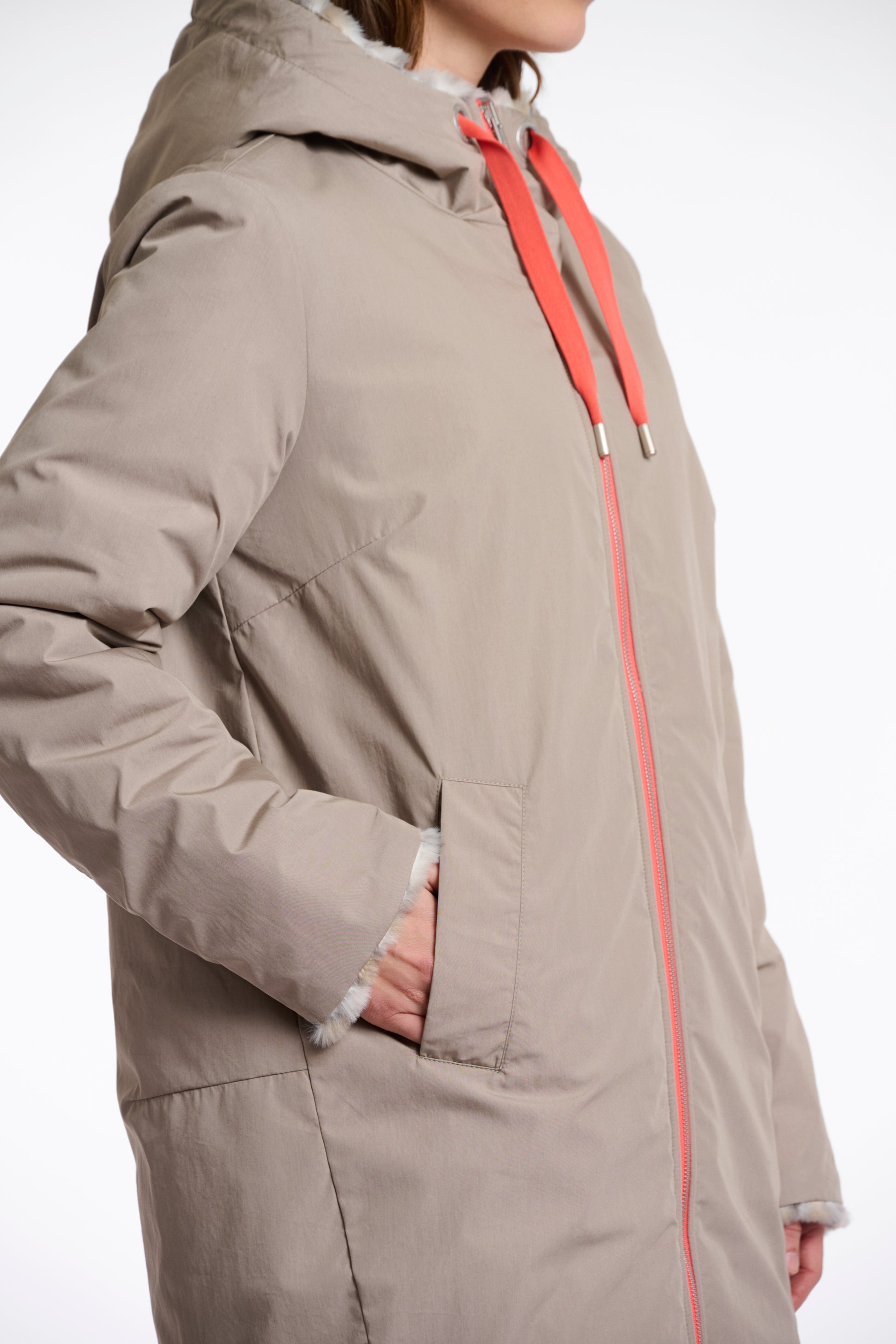 RIno Pelle Javin Reversible parka in tan and leopard print faux fur