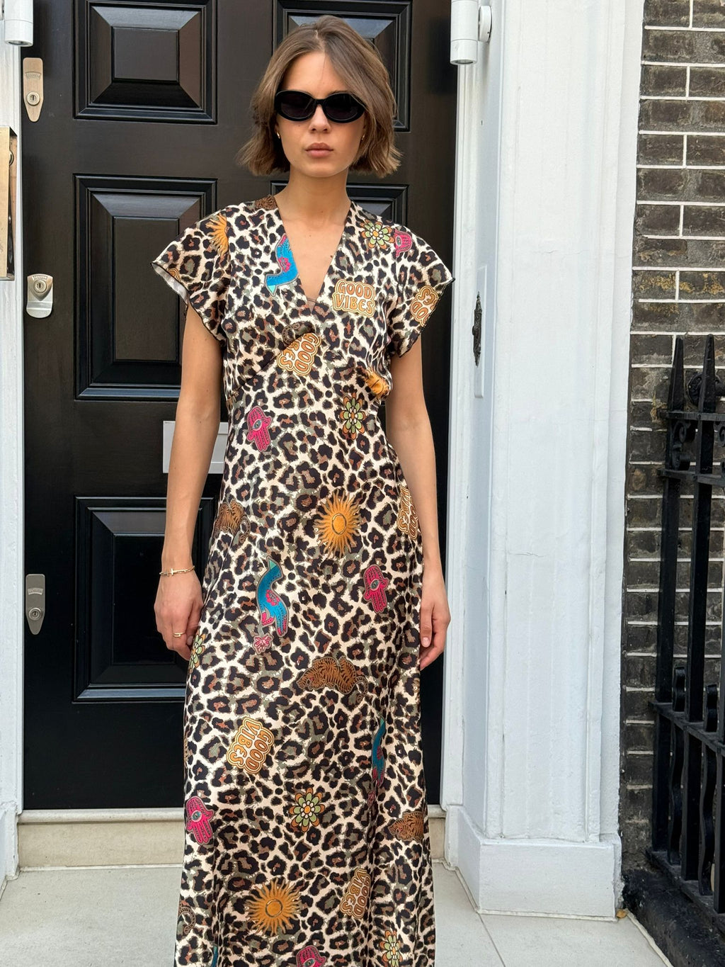 Holly and Joey Paris Leopard Print Bias Cut Dress
