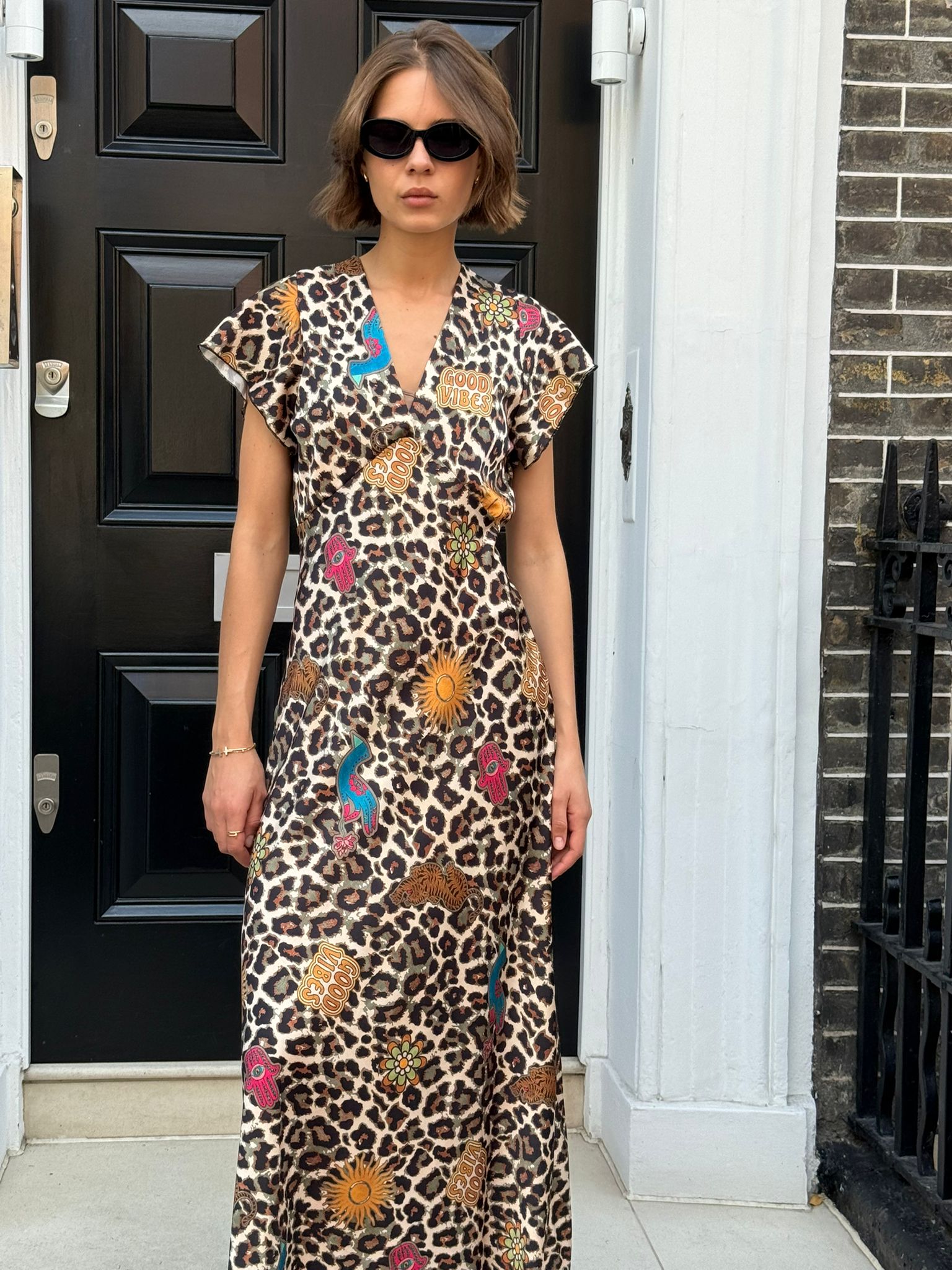 Holly and Joey Paris Leopard Print Bias Cut Dress
