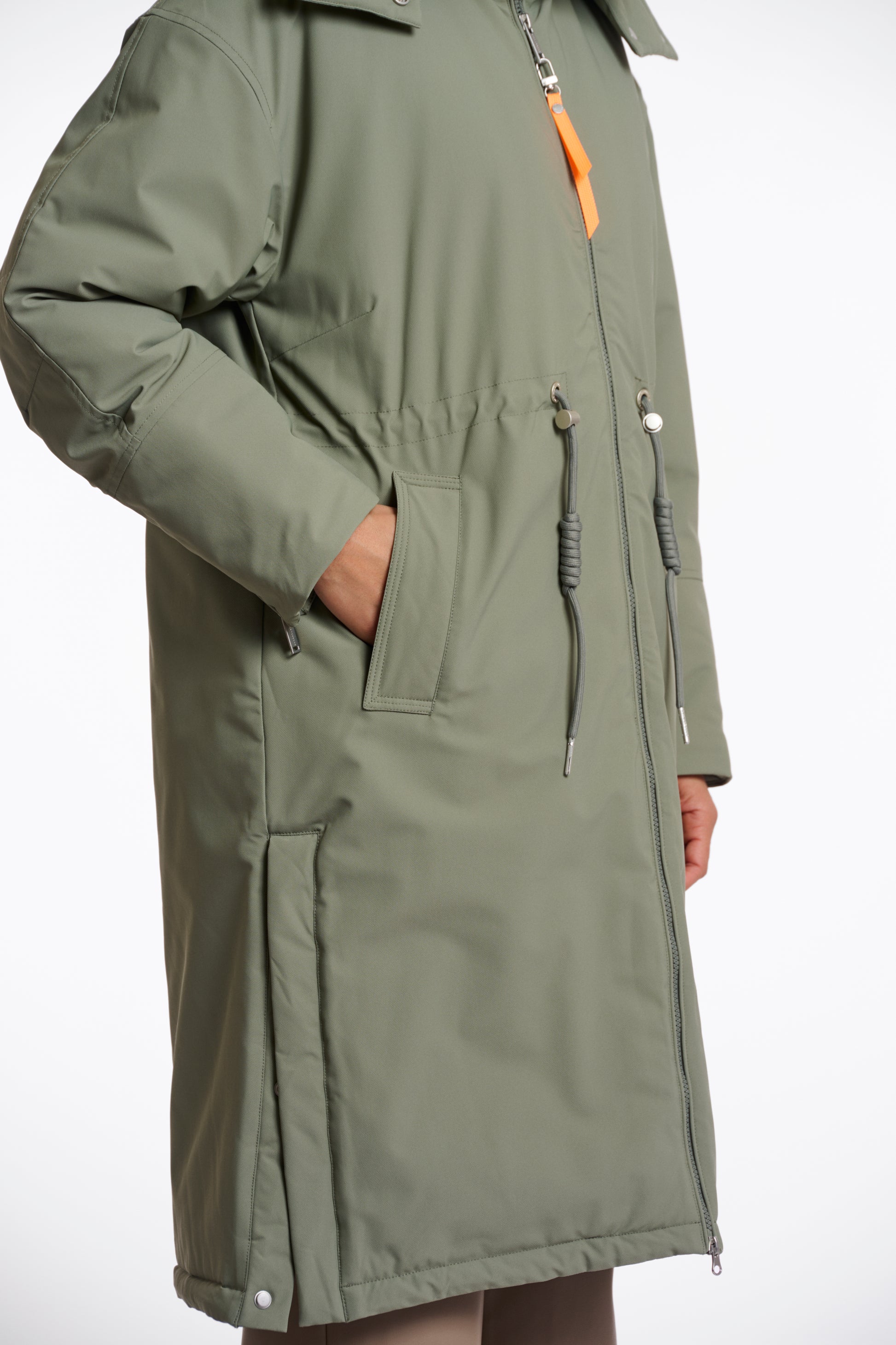Green padded coat with matching faux fur