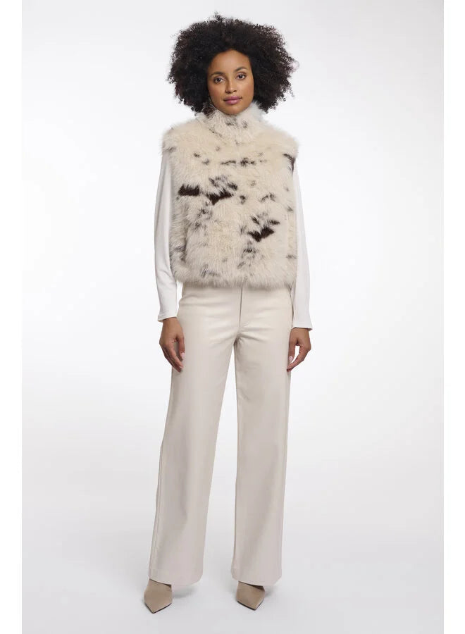 Cow print faux fur gilet for women 