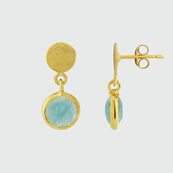 Salina Amazonite and Gold Vermeil Disc Earrings