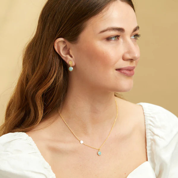 Salina Amazonite and Gold Vermeil Disc Earrings