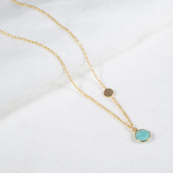 Salina Amazonite and Gold Vermeil Disc Necklace