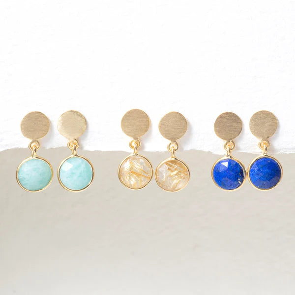 Salina Amazonite and Gold Vermeil Disc Earrings