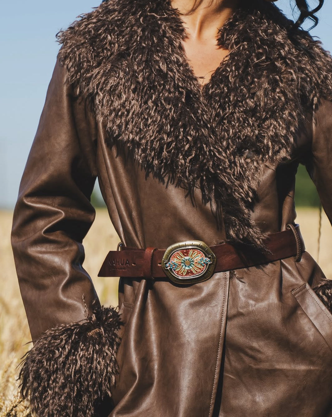 Nauha beaded brown and burgundy belt 