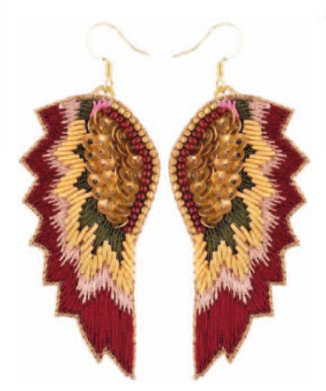 Nahua Handcrafted artisan drop earrings with brass and sequins   with Japanese pearls