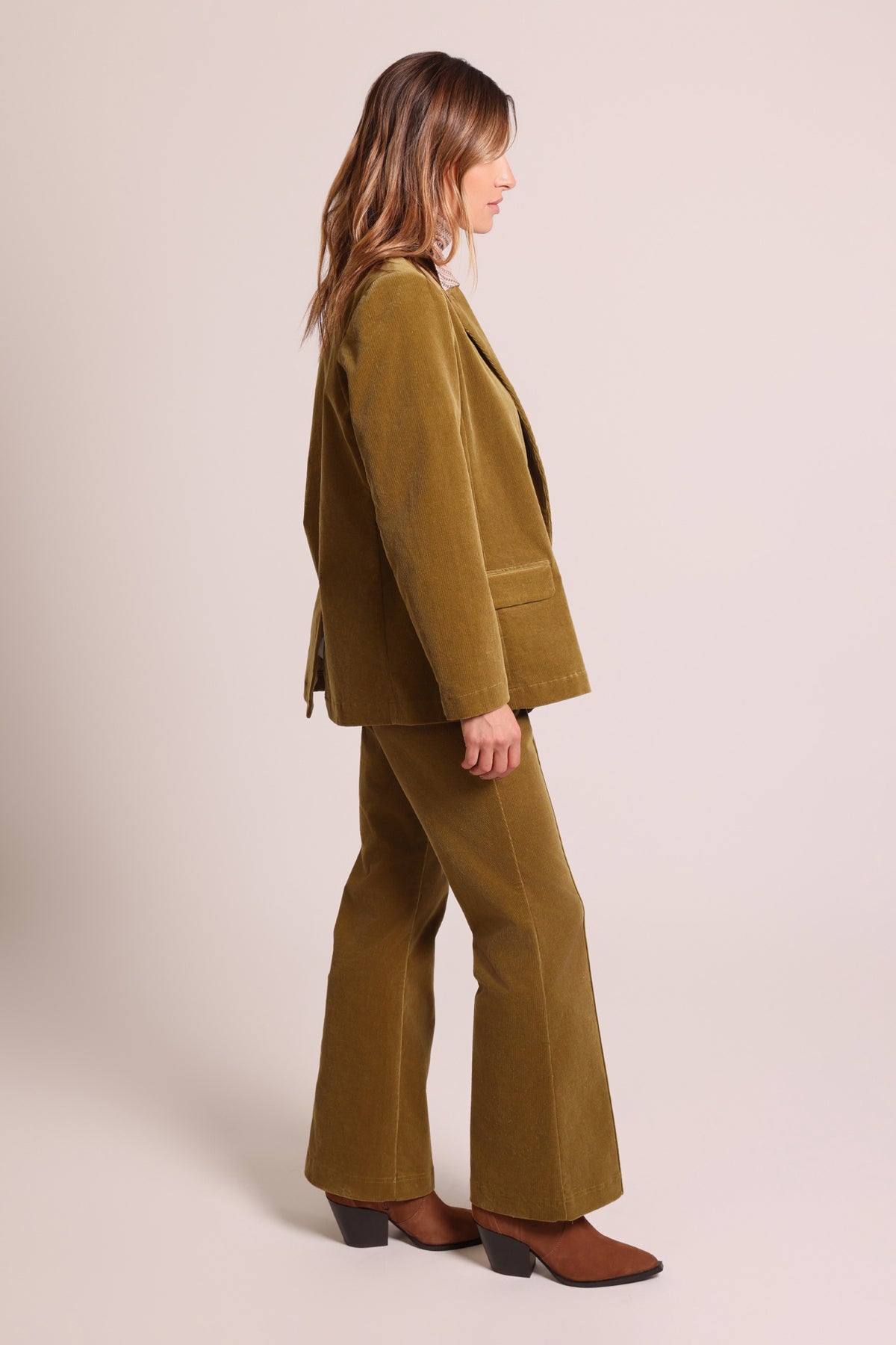 Traffic People Corrie Bratter Ceeci Trousers – Green Velvet Flared Pants