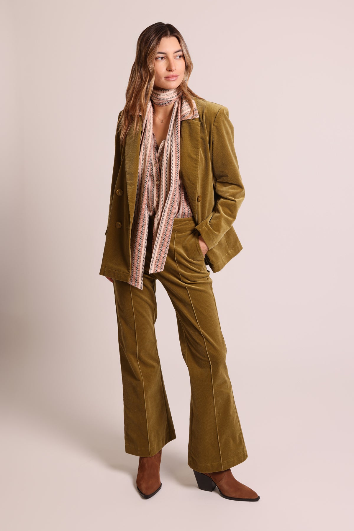 Traffic People Corrie Bratter Ceeci Trousers – Green Velvet Flared Pants