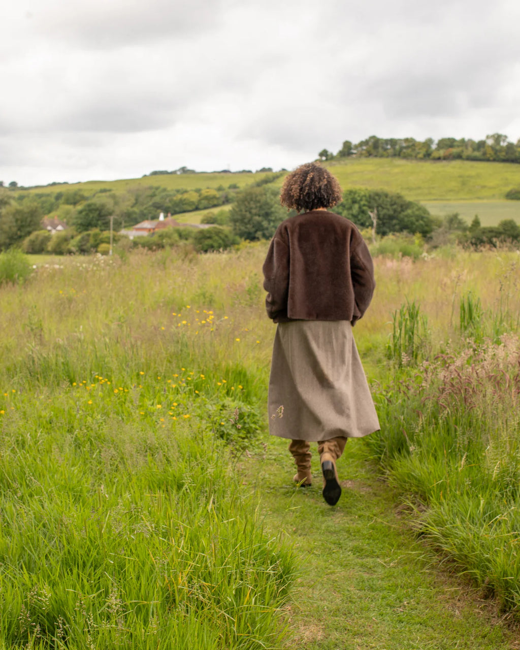 Classic heritage tweed skirt shown from behind