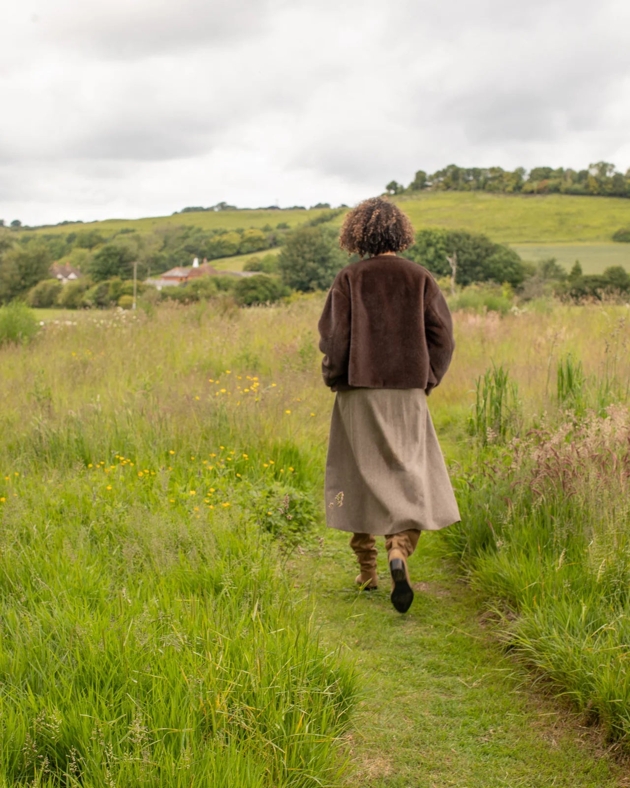 Classic heritage tweed skirt shown from behind