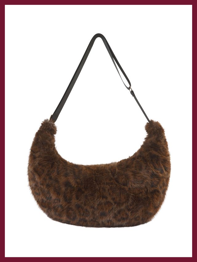 Nooki Sacha oversized leopard print faux fur bag 