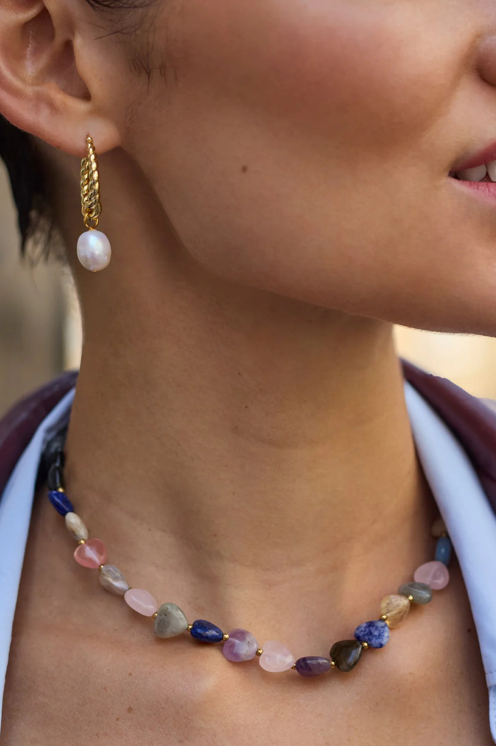 Estella Bartlett Multi-Gemstone Heart T-Bar Necklace