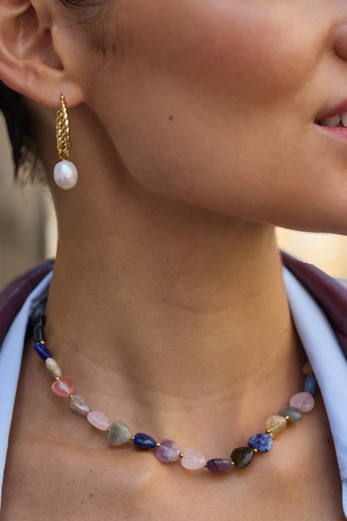 Estella Bartlett Multi-Gemstone Heart T-Bar Necklace