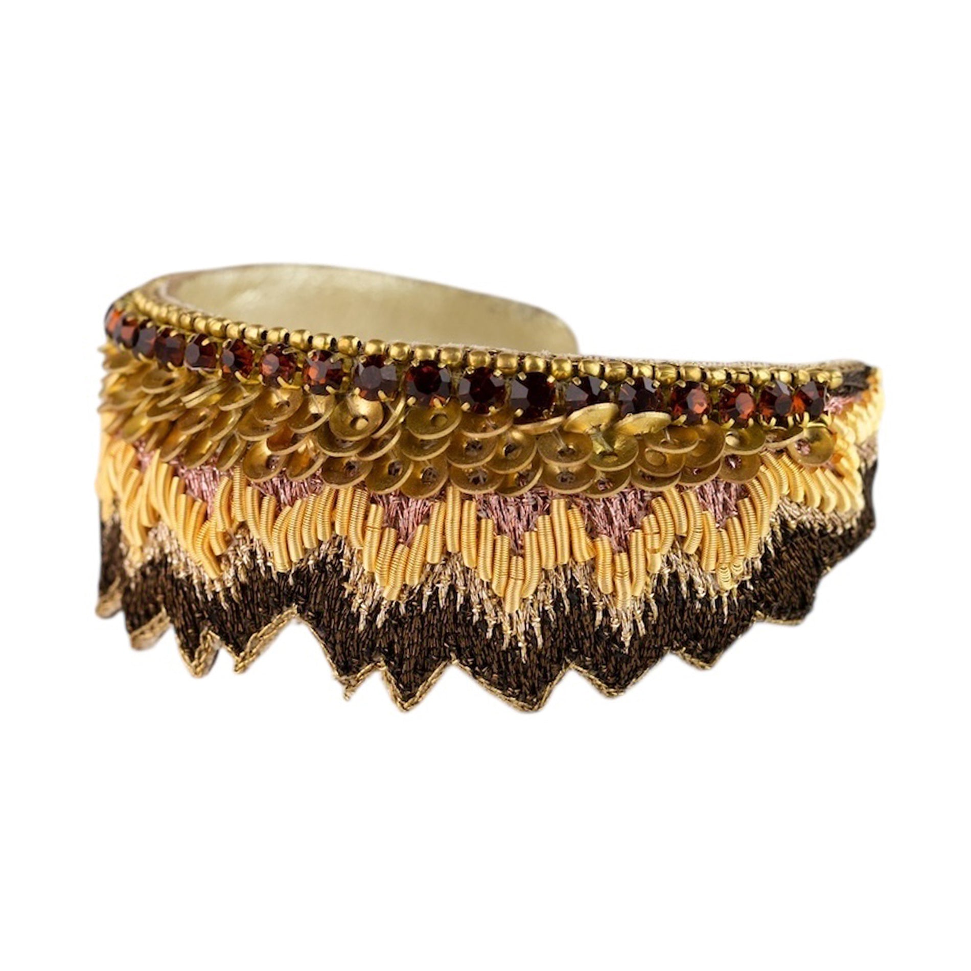 Nahua cocoa hand beaded silk thread bracelet
