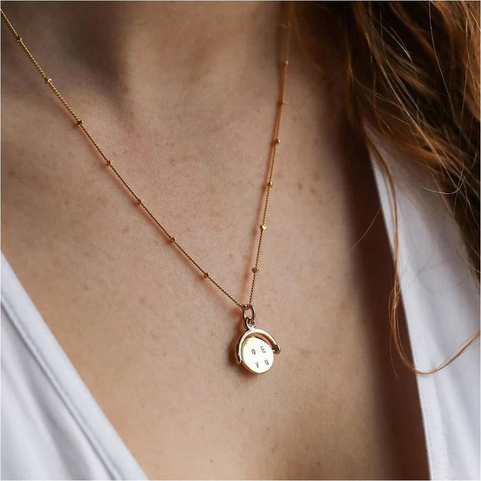 Seychelles Yellow Gold Spinning I Love You Pendant