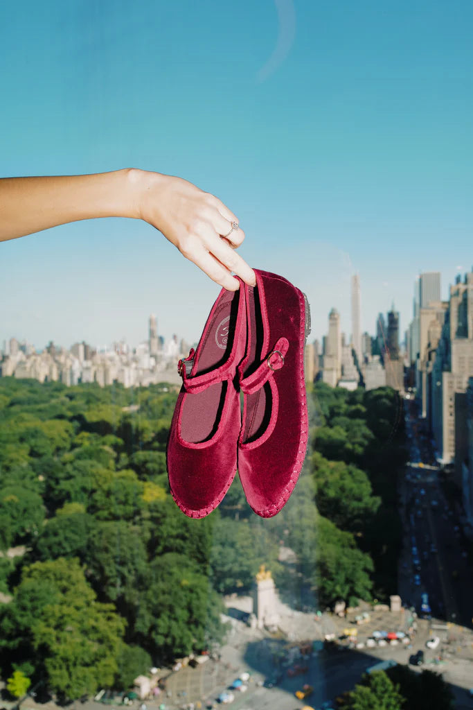 Sustainable velvet espadrille-inspired shoes

