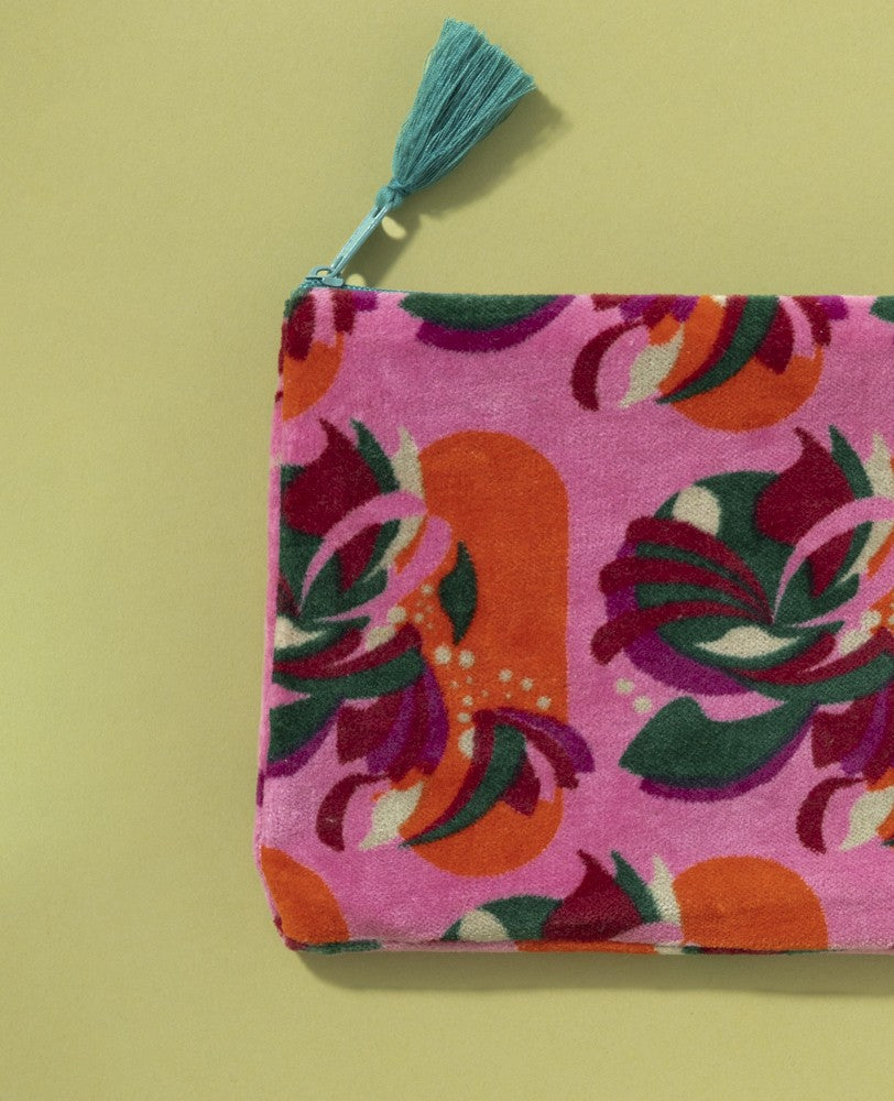 Medium Velvet Tassel Zip Pouch